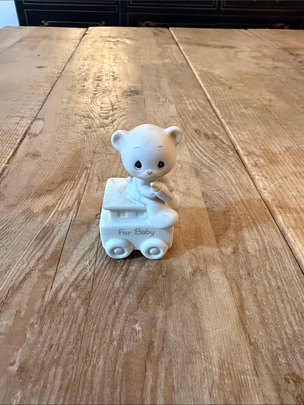 Precious Moments White Bear on Toy Wagon Figurine